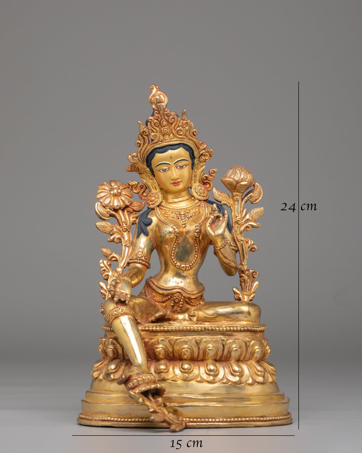Tibetan Green Tara Shrine Statue | Buddhist Sculpture for Altar Decor