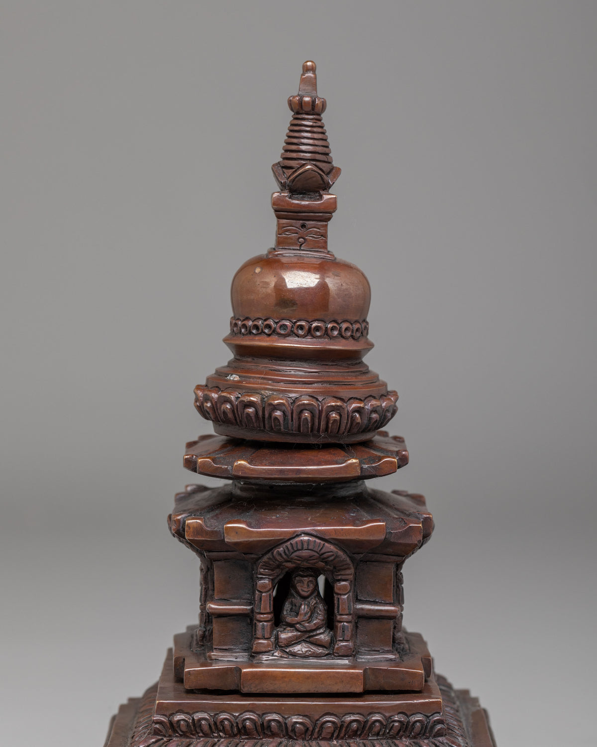 Meditation Shrine Stupa | Oxidized Copper Buddhist Sacred Art