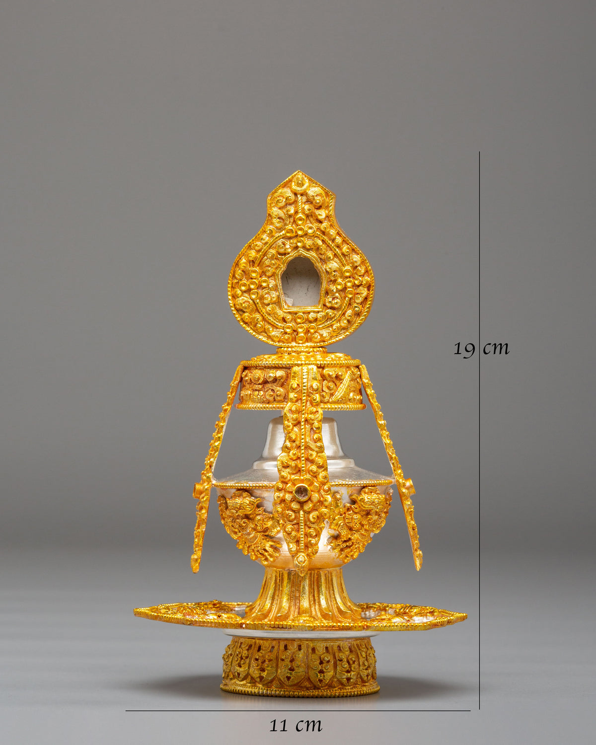 Buddhist Shrine Long Life Vase | Electro Gold Plated Copper Ritual Vessel