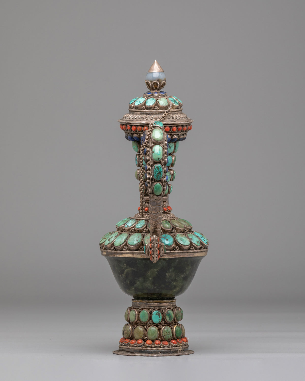 Hong Kong Jade Tea Pot | Antique Tibetan Silver Tea Vessel