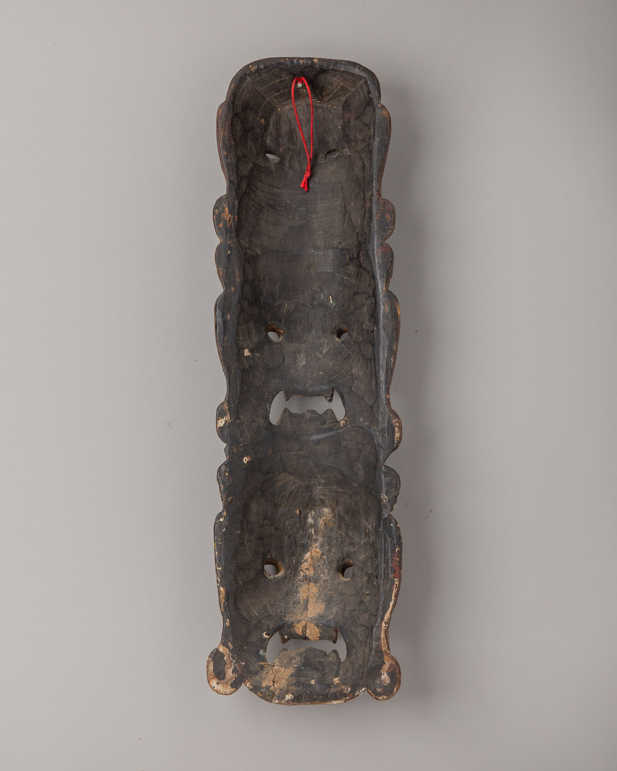 Tibetan Carved Mask Wall Hanging | Handcrafted Wood Artwork