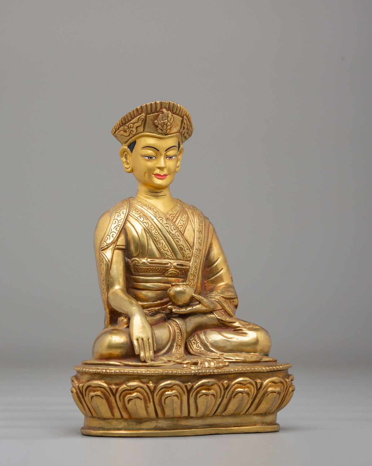 Traditional Jigten Sumgon Lama Sculpture | Gold Plated Buddhist Statue