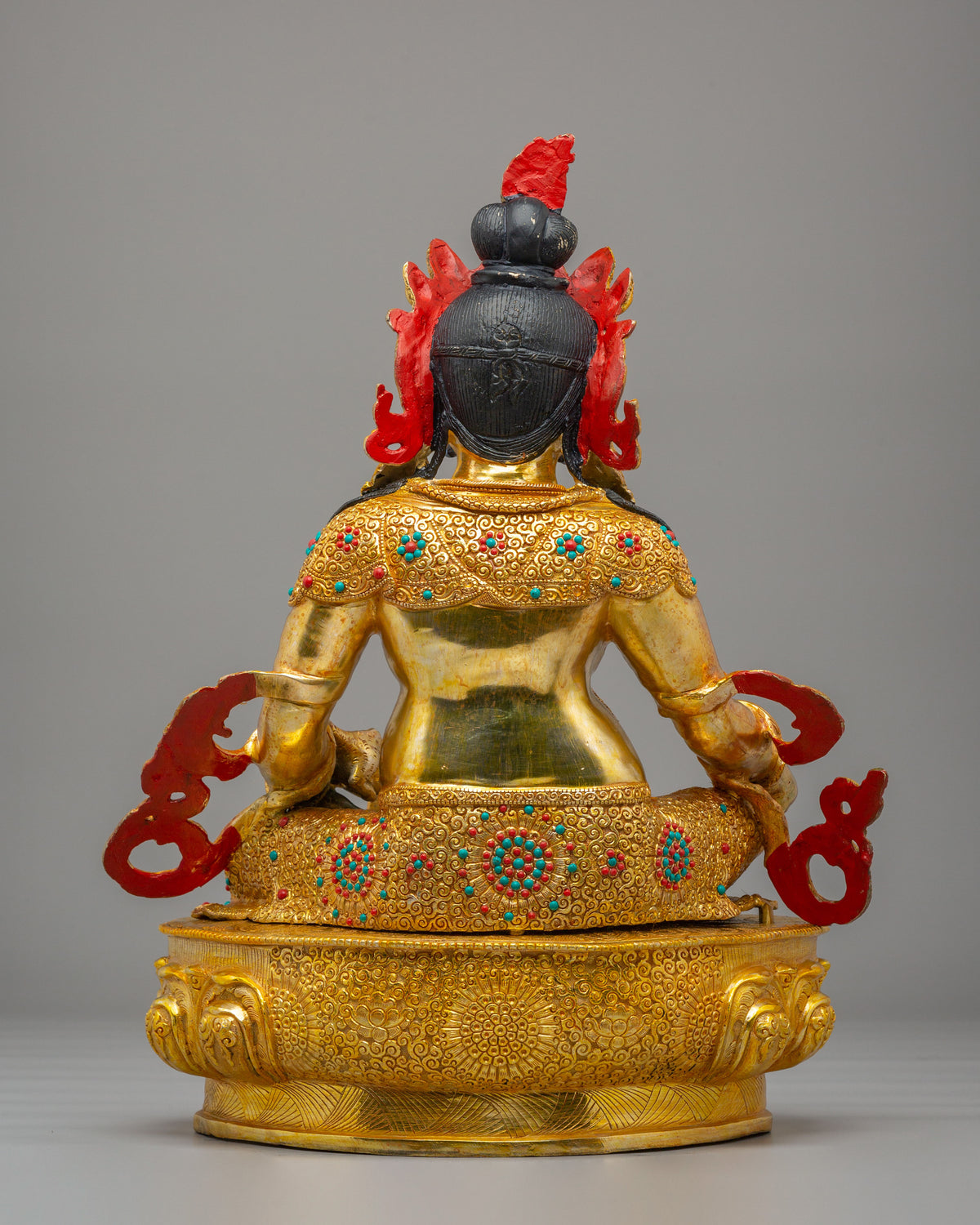 Traditional Dzambhala Altar Sculpture | 24K Gold Plated Buddhist Wealth Deity