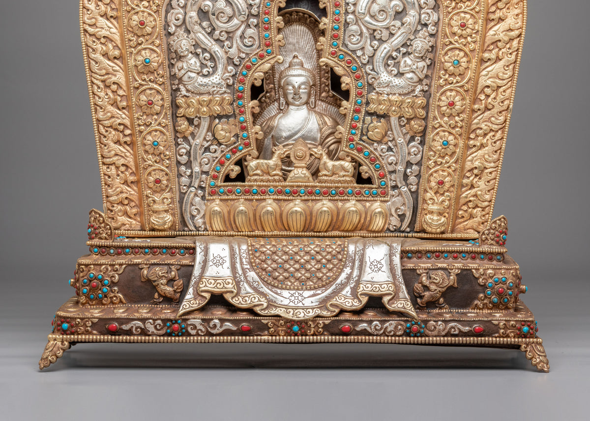 Tibetan Buddha Ghau Box | Gold and Silver Plated Shakyamuni Shrine