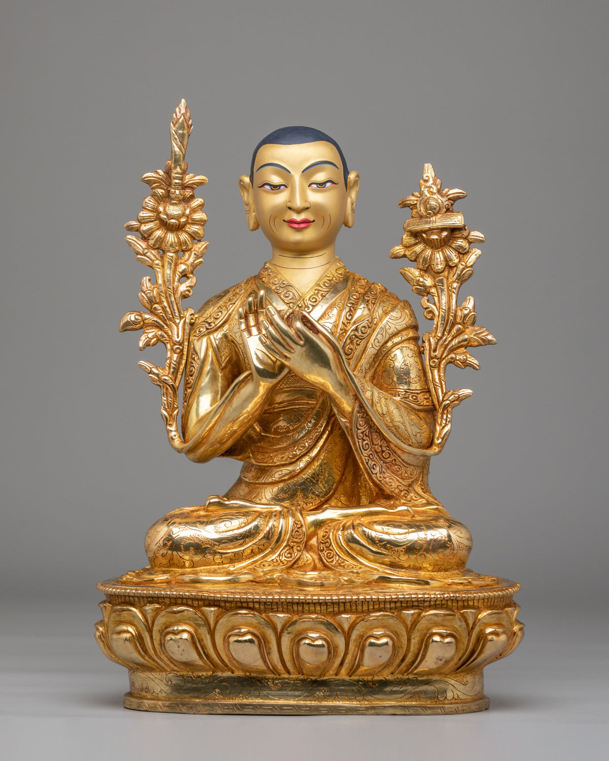 Tibetan Buddhist Tsongkhapa Statue Set | Gelug Lineage Masters