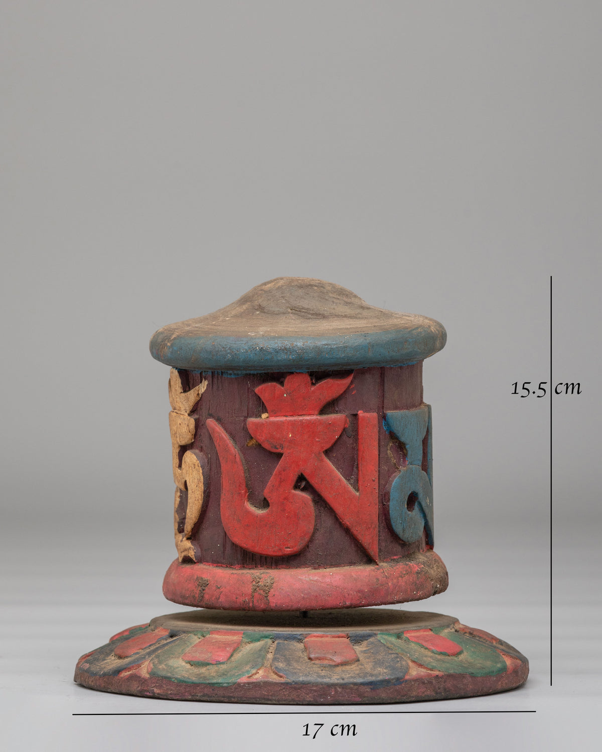 Vajrayana Prayer Wheel for Meditation | Handcrafted Wooden Mantra Wheel