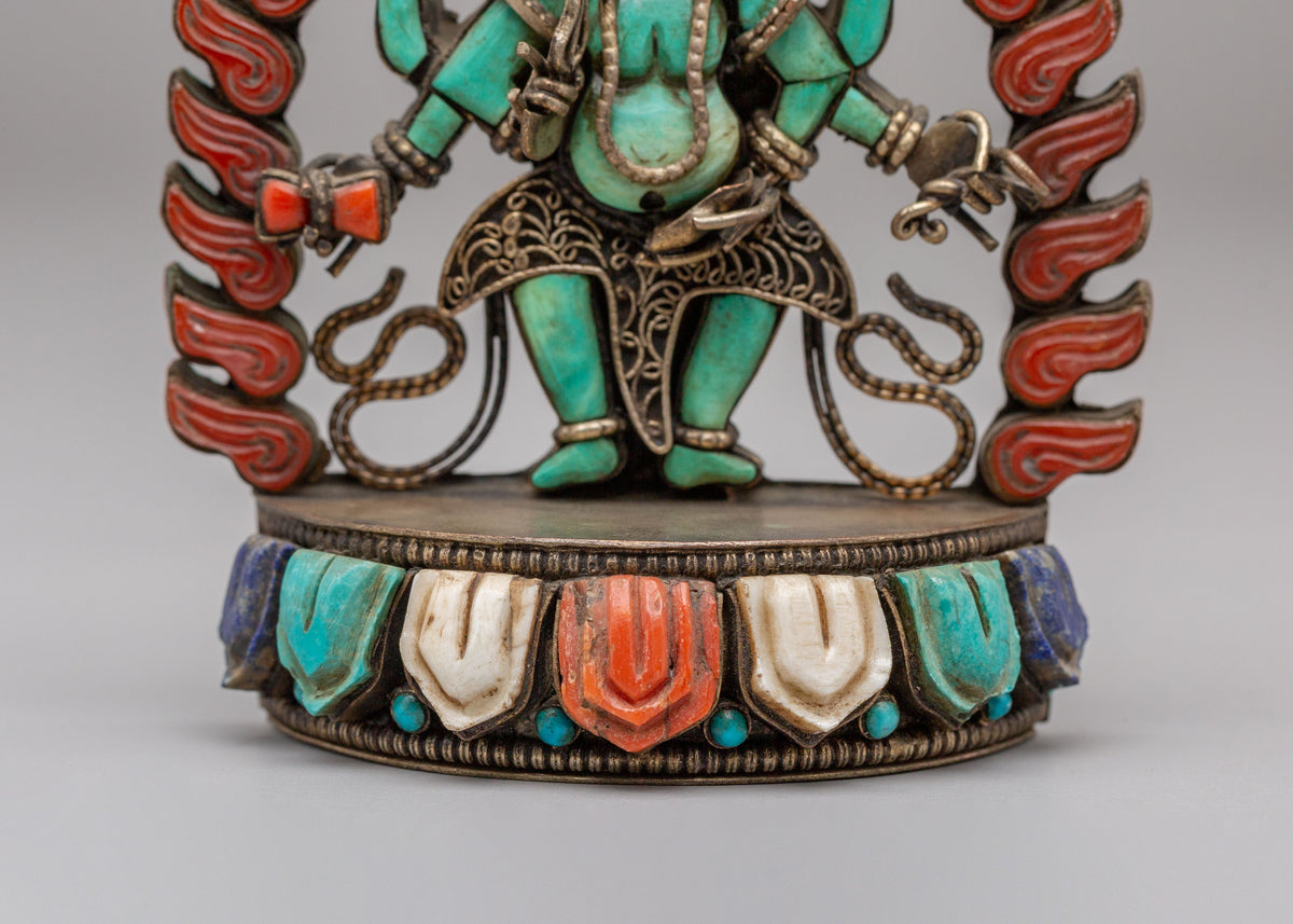 Buddhist Altar Six-Armed Mahakala Statue | Tibetan Protector Deity Sculpture