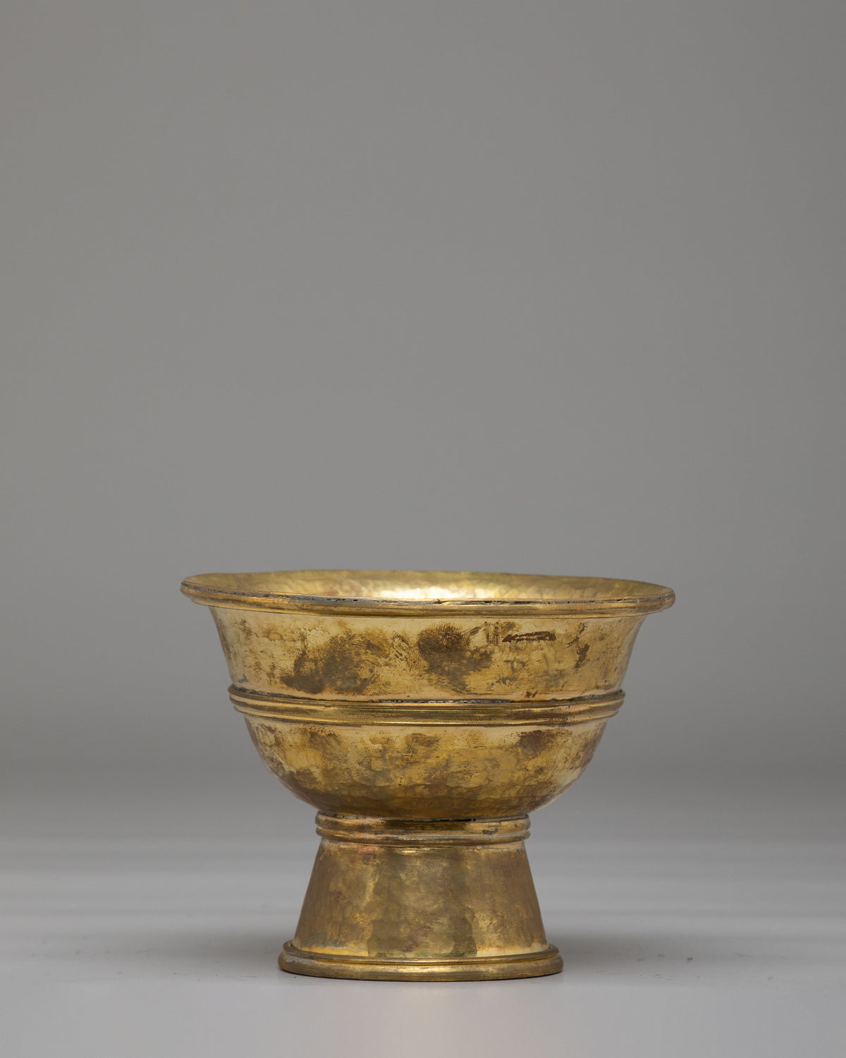 Tibetan Butter Lamp For Buddhist Shrine | Brass Lamp with Copper Holder