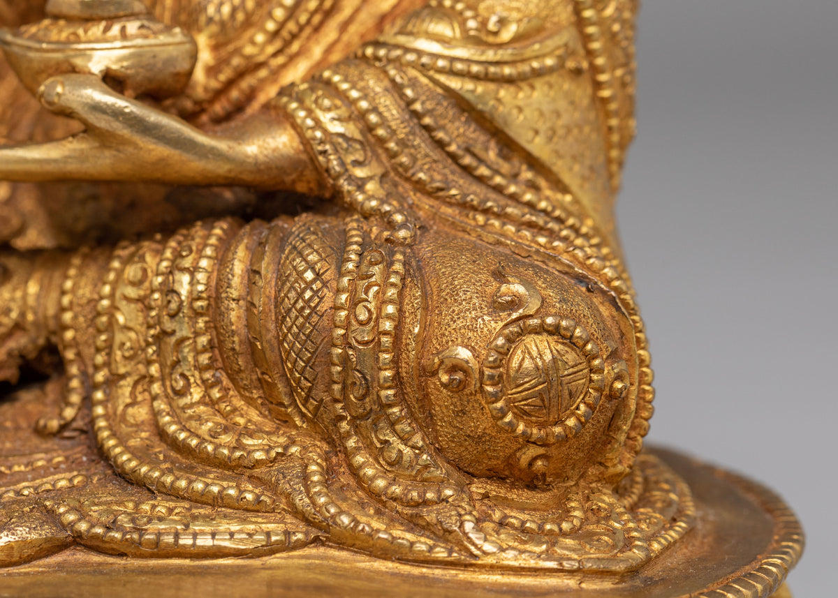Himalayan Guru Rinpoche Buddhist Statue | Traditional Gold Plated Sculpture