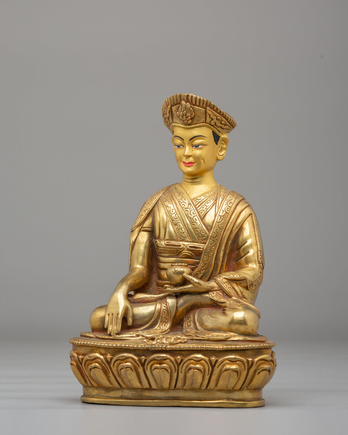 Traditional Jigten Sumgon Lama Sculpture | Gold Plated Buddhist Statue