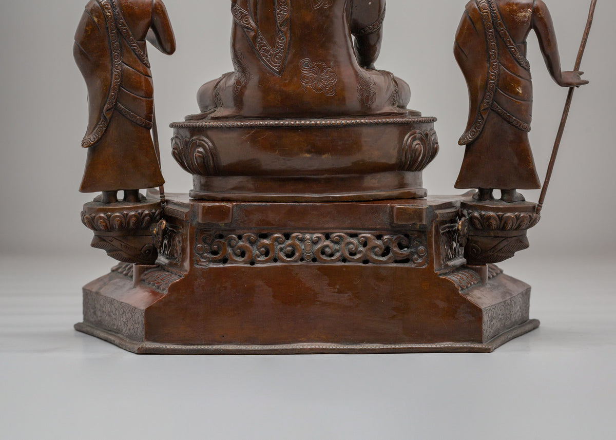Buddha Shakyamuni with Disciples Statue | Garuda Makara Throne