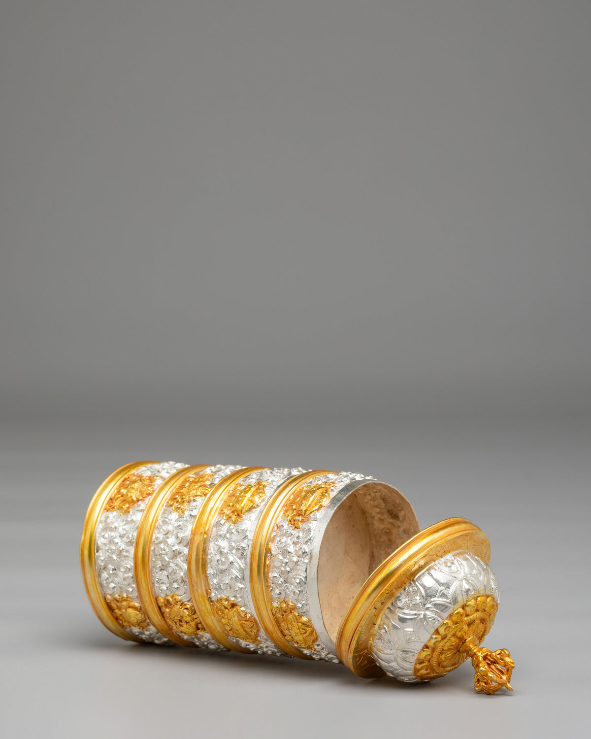 Traditional Altar Dhupur Rice Pot | Gold and Silver Plated Offering Vessel