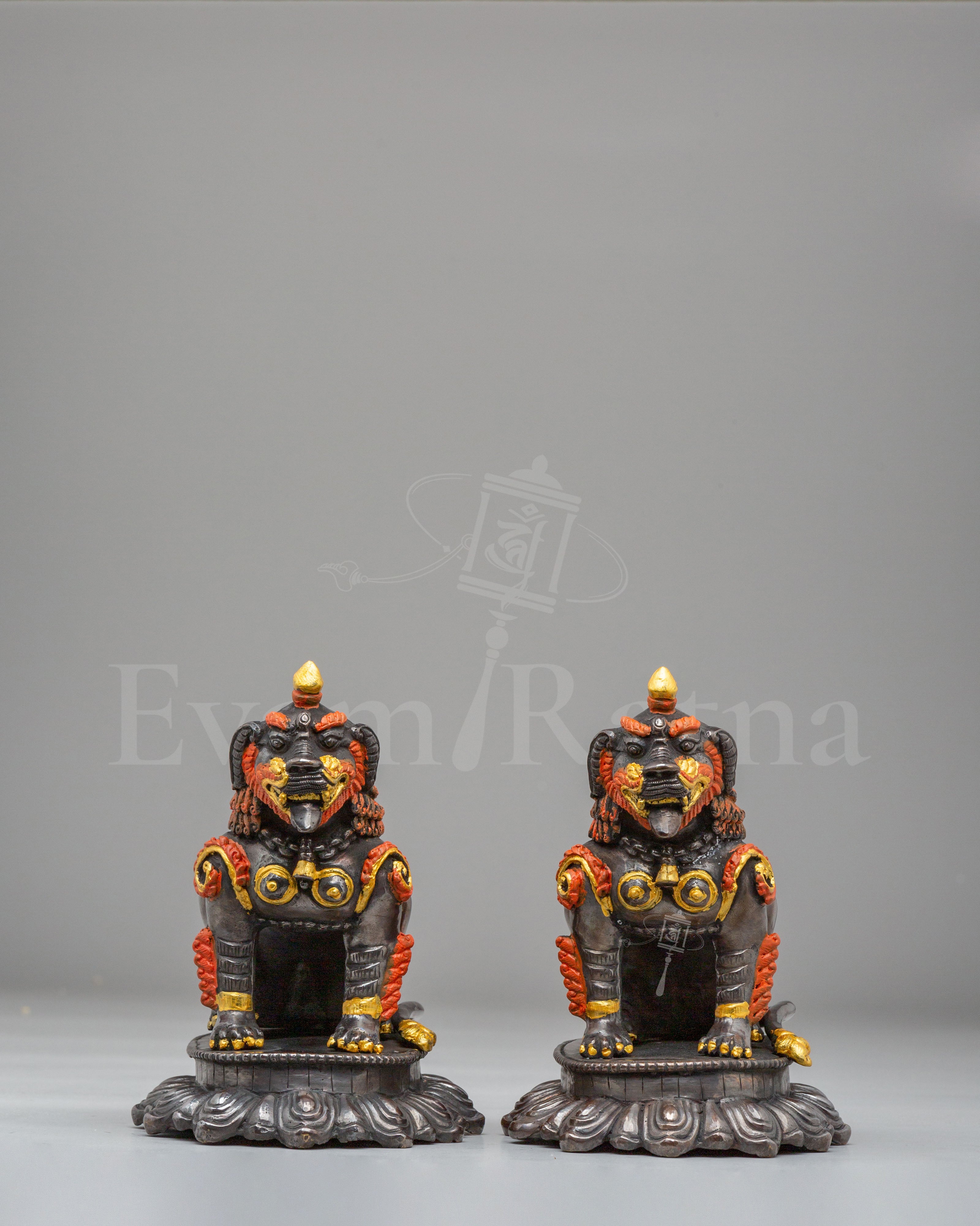 Handmade Snow Lion Set Sculpture  