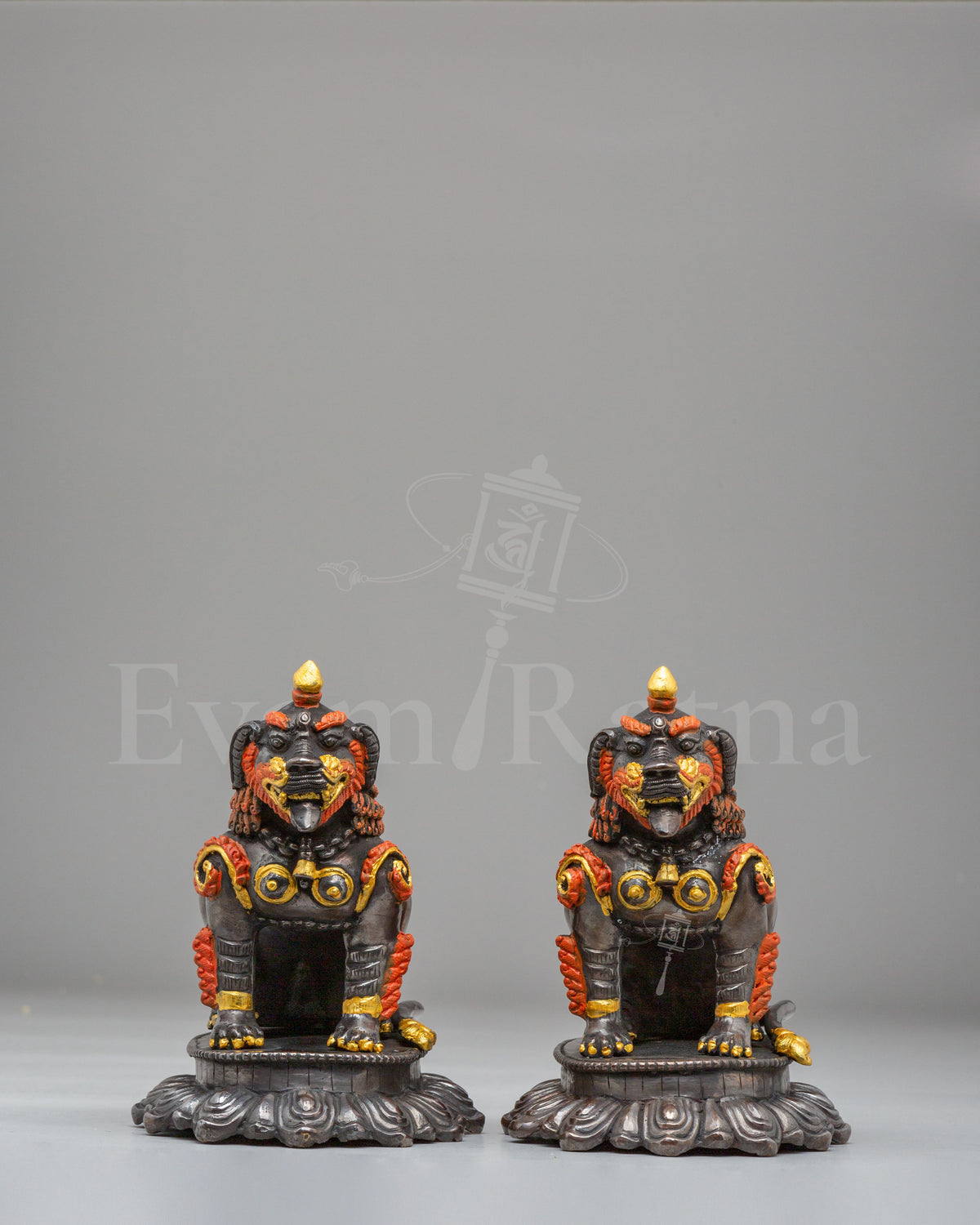 Handmade Snow Lion Set Sculpture  