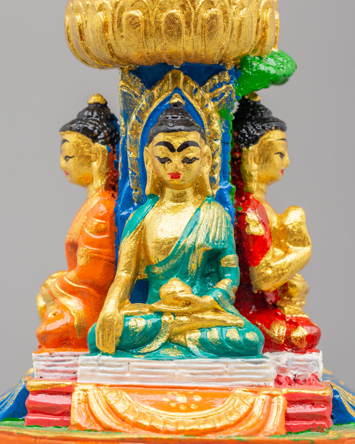 Stupa with Five Dhyani Buddhas | Handcrafted Sacred Shrine