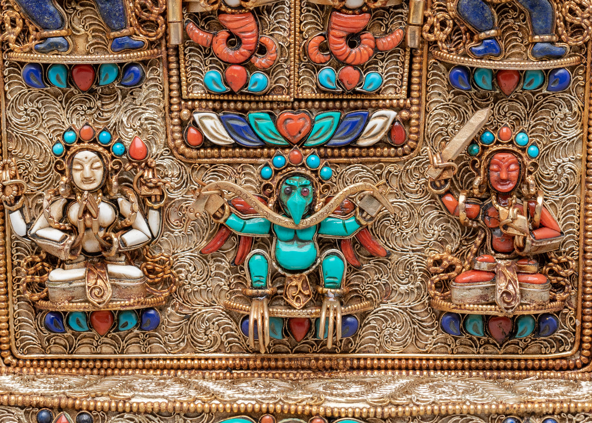 Tibetan Buddhist Ghau Shrine Box | Sacred Tibetan Offering Box
