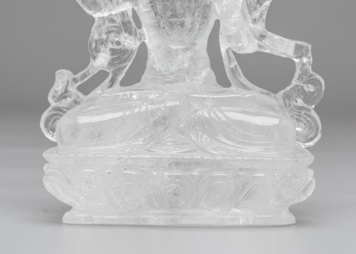 Crystal Manjushri Sculpture | Himalayan Crystal Buddhist Artwork