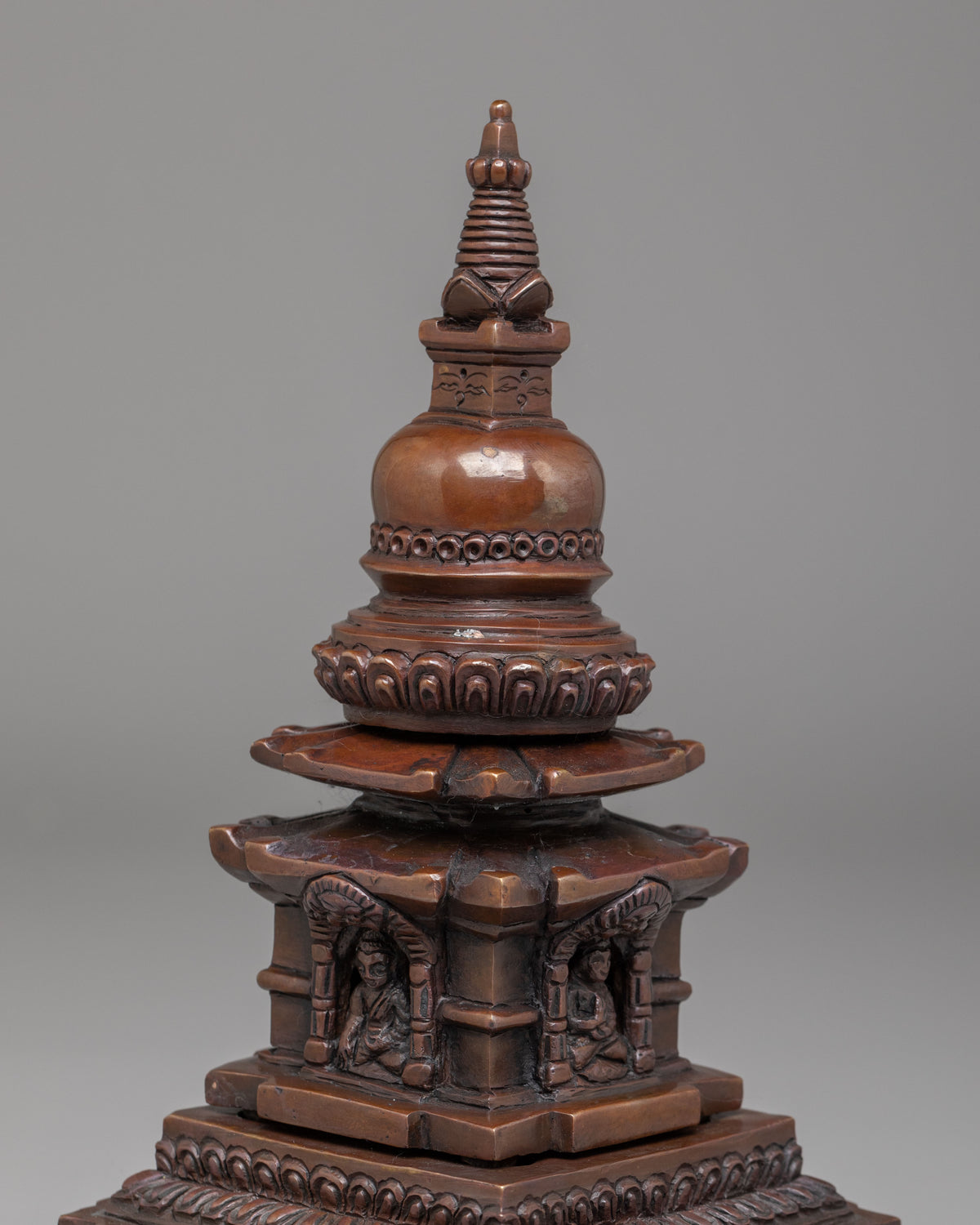 Meditation Shrine Stupa | Oxidized Copper Buddhist Sacred Art