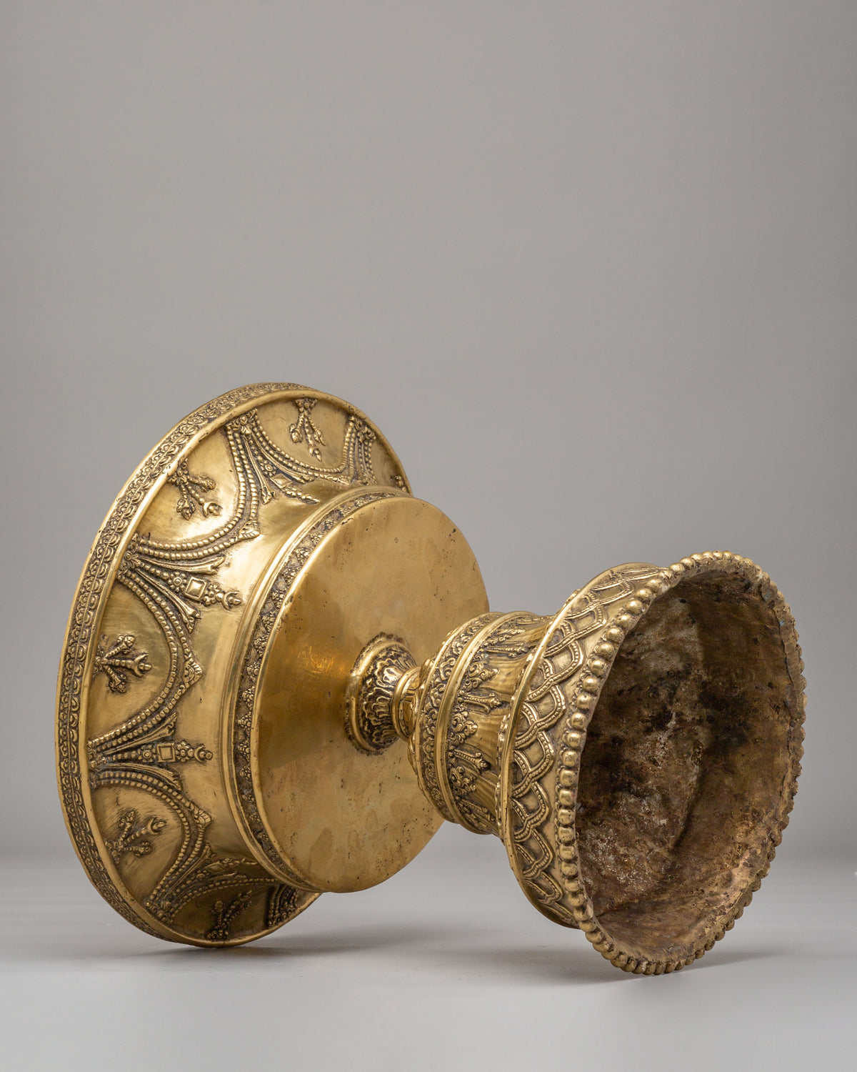 Traditional Sacred Butter Lamp | Buddhist Brass Offering Lamp
