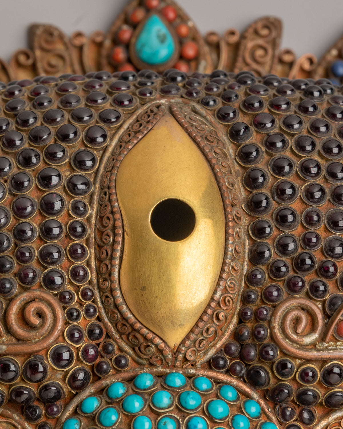 1980 Mask Wall hanging | Antique Copper Gemstone Artwork