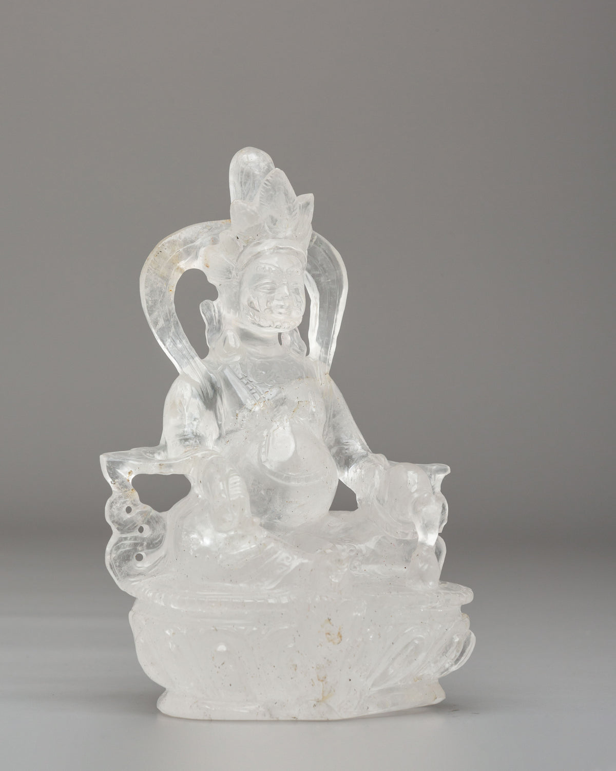 Himalayan Crystal Dzambhala Sculpture | Buddhist Wealth Deity Artwork
