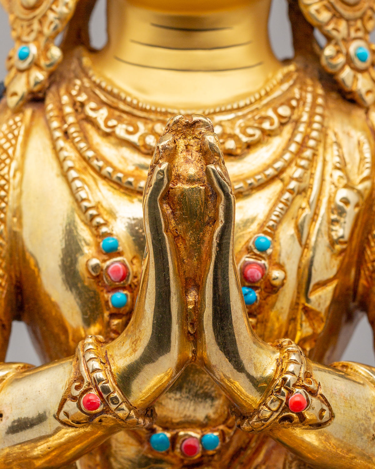 Buddhist Altar Chenrezig Sculpture | 24K Gold Gilded Compassion Statue