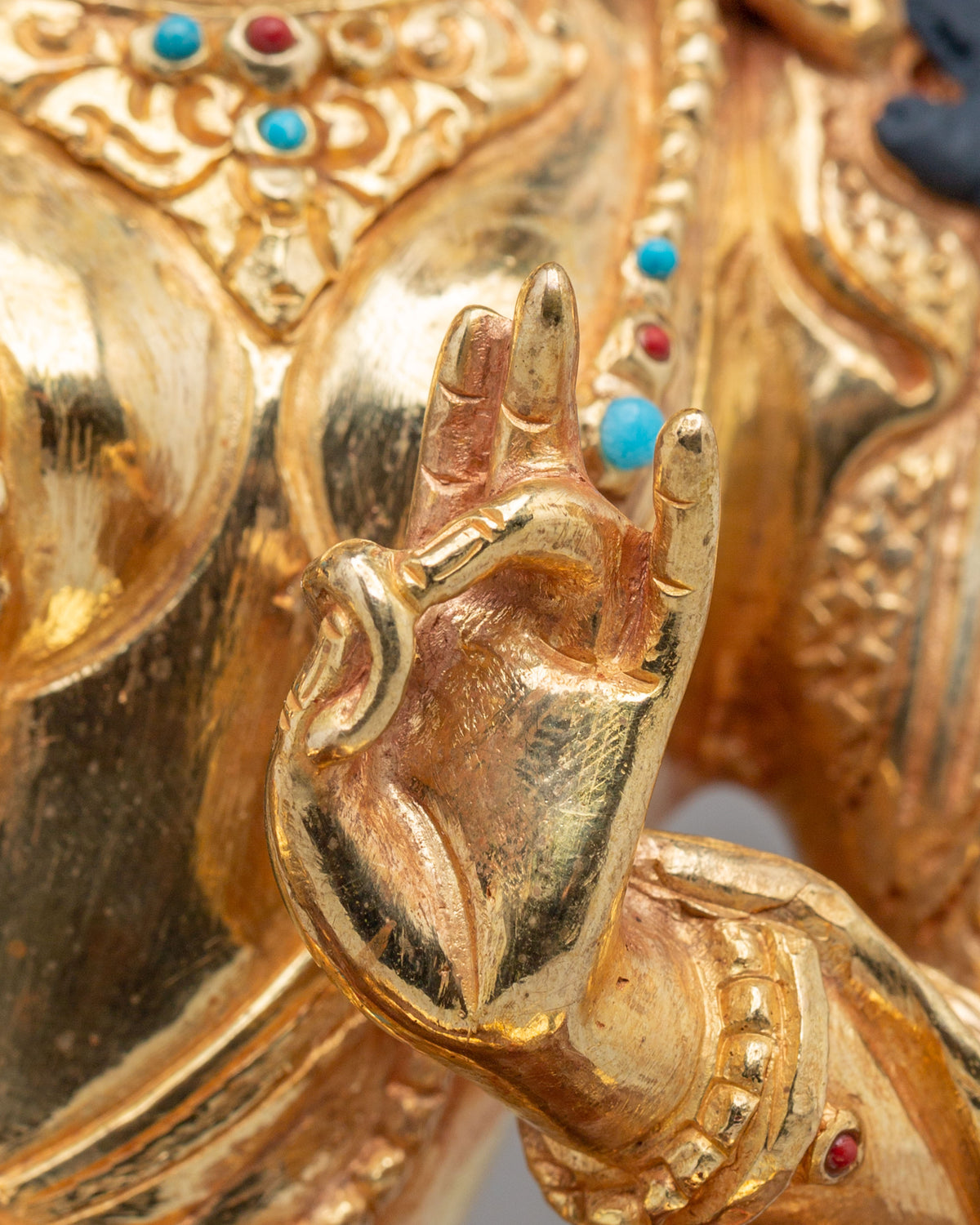 Handmade Altar Green Tara Statue | Gold Plated Buddhist Sculpture