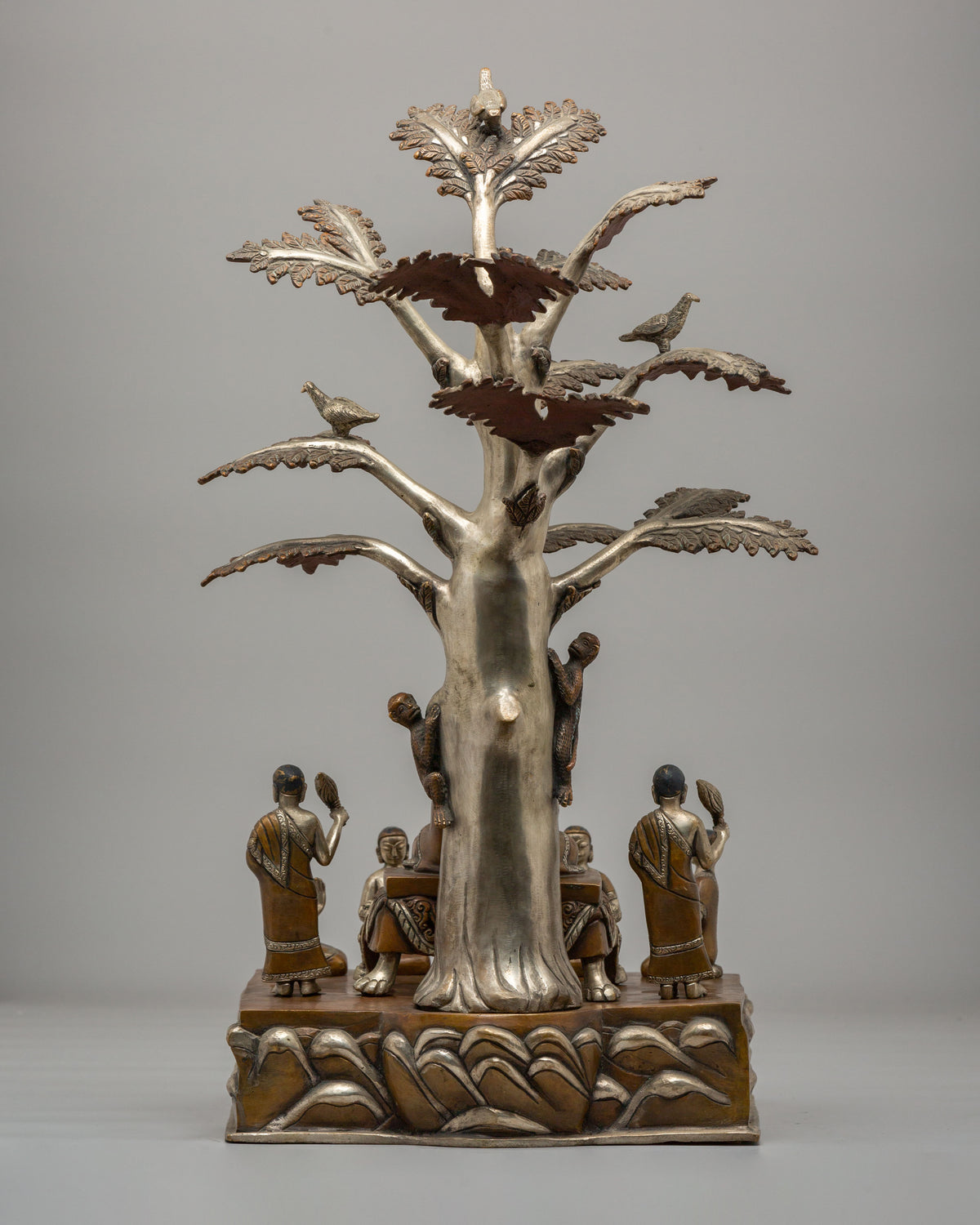 Buddha With Disciples Under Tree Statue | Spiritual Home Decor