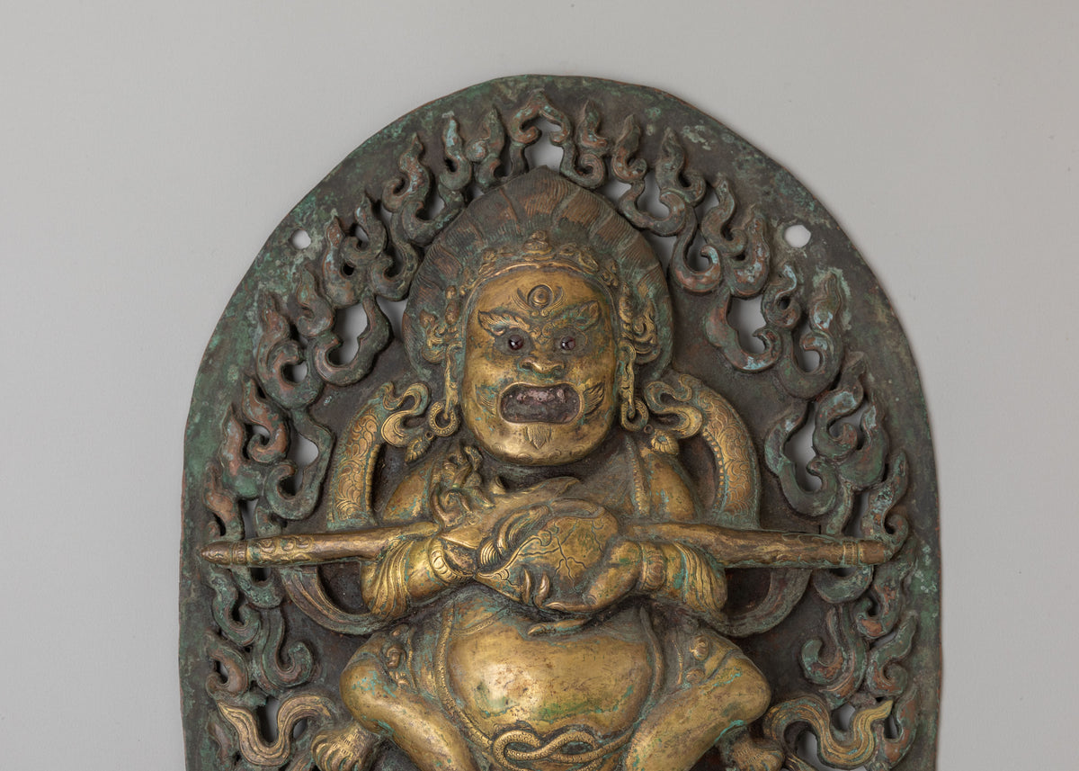 Antique Panjarnata Mahakala Wall Hanging | 35+ Year Copper Artwork