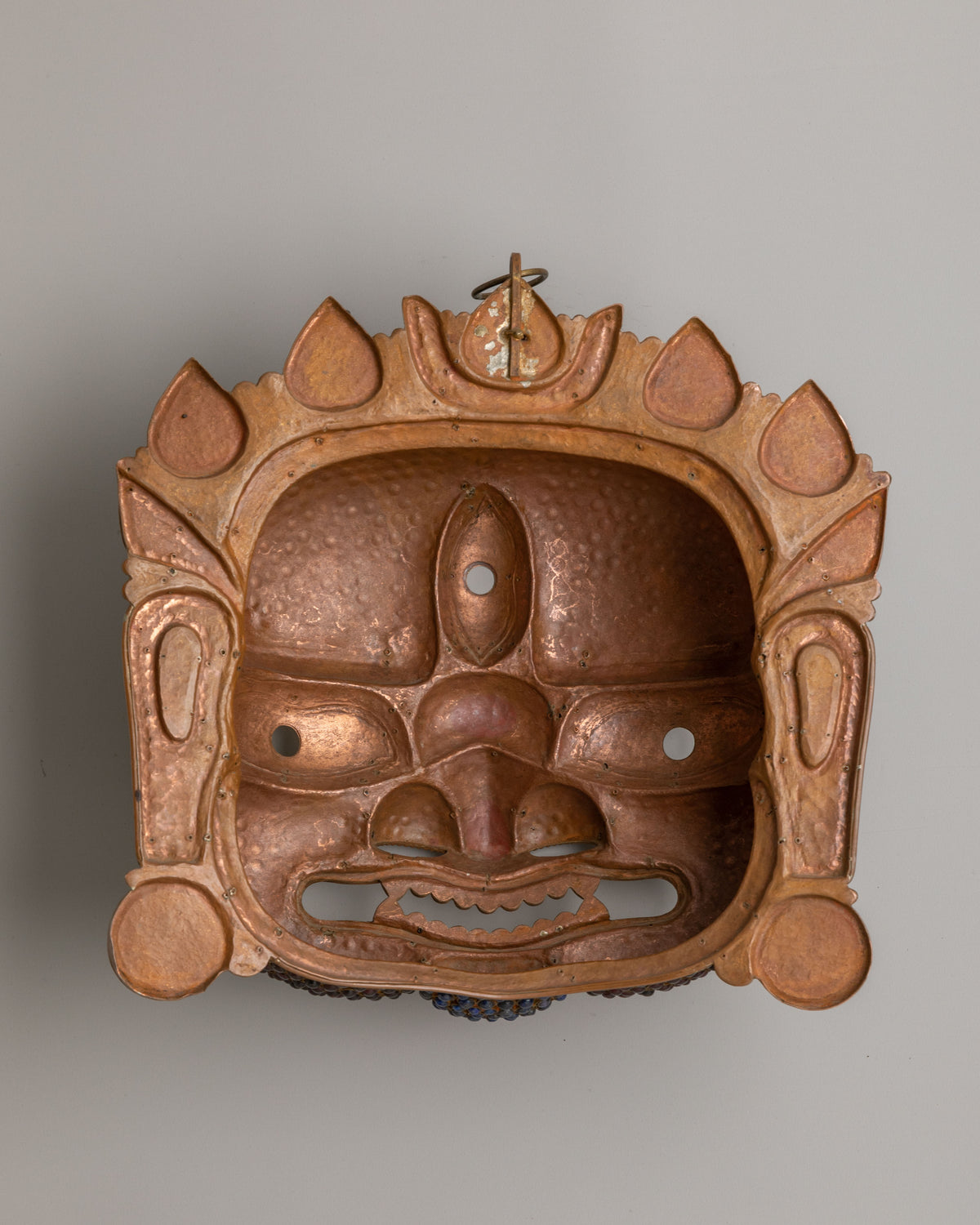 1980 Mask Wall hanging | Antique Copper Gemstone Artwork