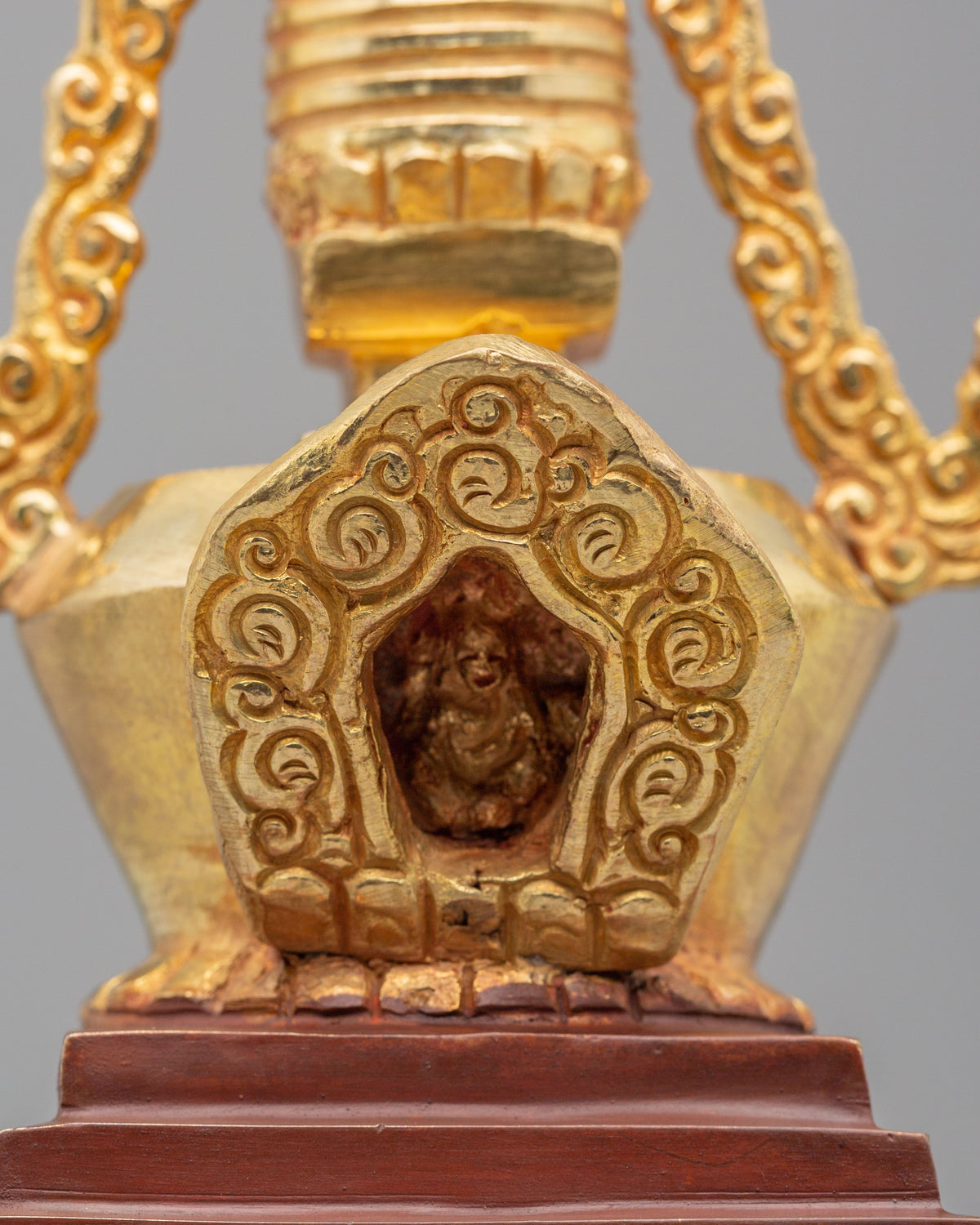 Tibetan Shrine Enlightenment Stupa | 24K Half Gold Plated Copper
