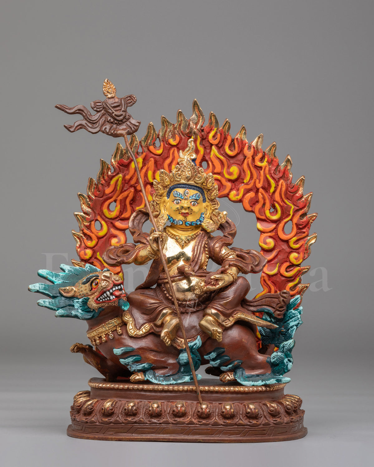 Namtoshe Buddhist Wealth Deity Statue | 24K Gold Plated Tibetan Guardian Sculpture