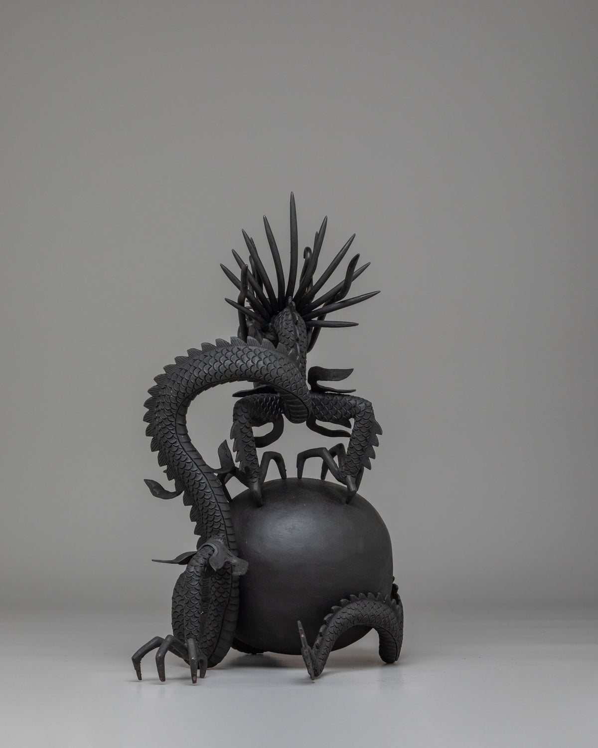Handcrafted Dragon Sculpture Set | Tibetan Guardian Deity Figurines