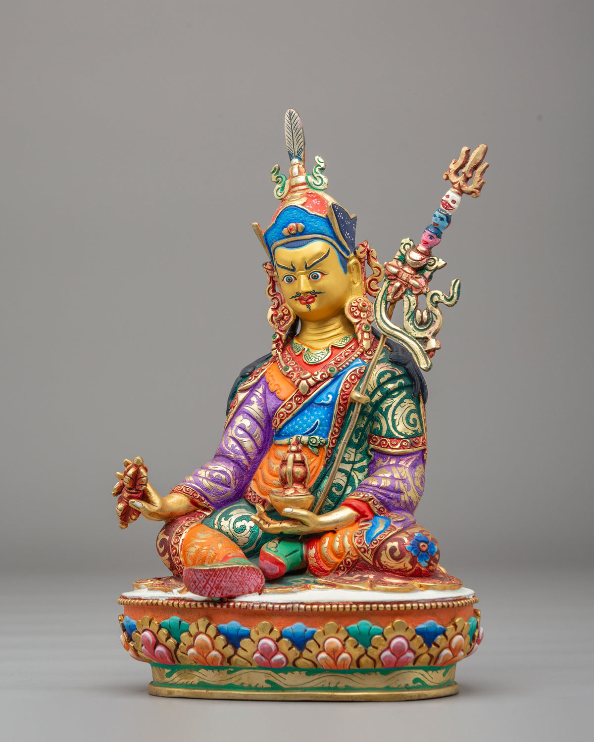Padmasambhava Home Shrine Statue | Gold Plated Copper