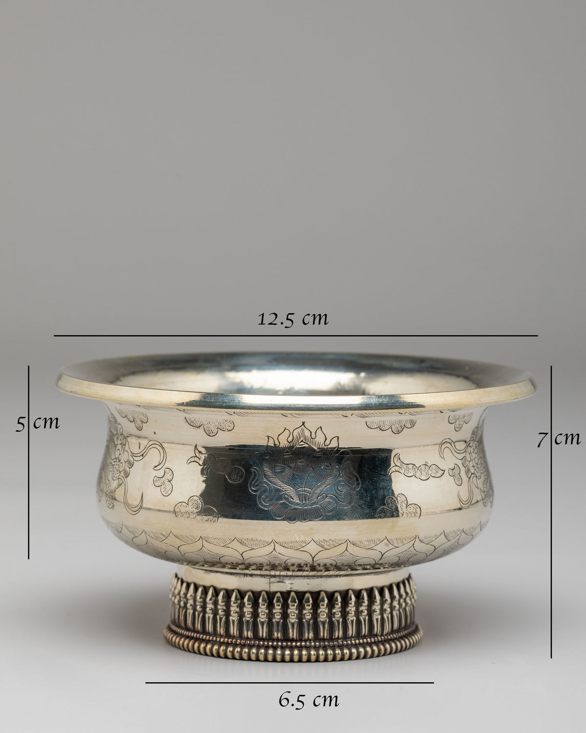 Buddhist Meditation Bowl Set | White Metal Offering Bowls