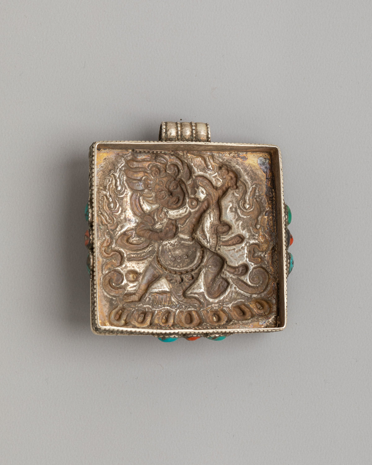 Vajrapani Sacred Ghau Box Locket | Handcarved Silver Buddhist Amulet