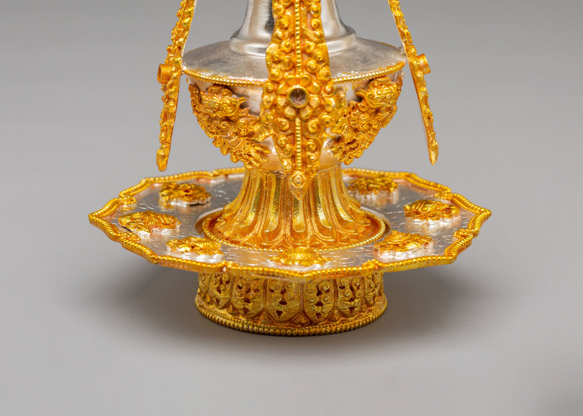 Buddhist Shrine Long Life Vase | Electro Gold Plated Copper Ritual Vessel