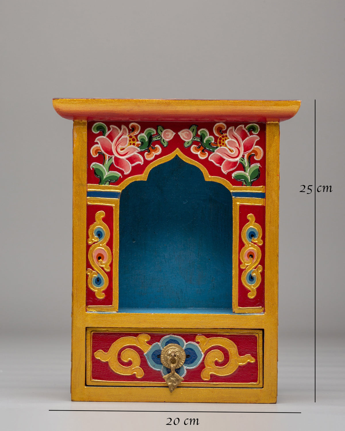 Buddhist Sacred Altar Box | Tibetan Wooden Shrine Cabinet