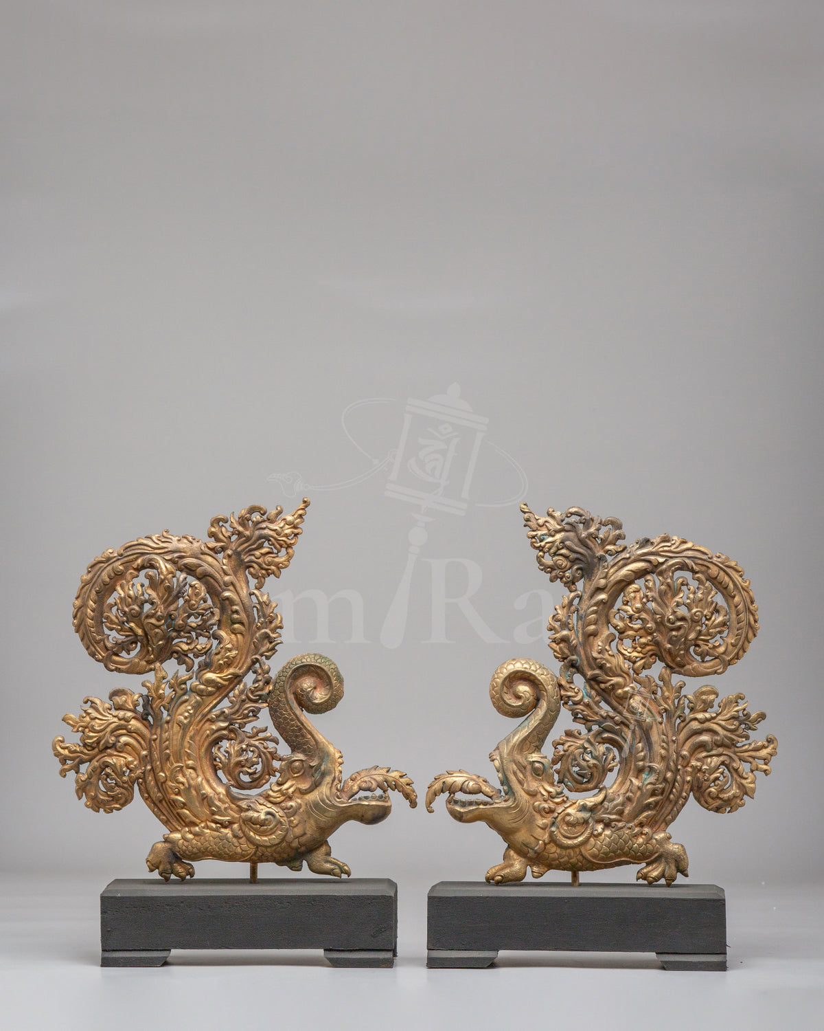 Handcrafted Makara Sculpture Pair