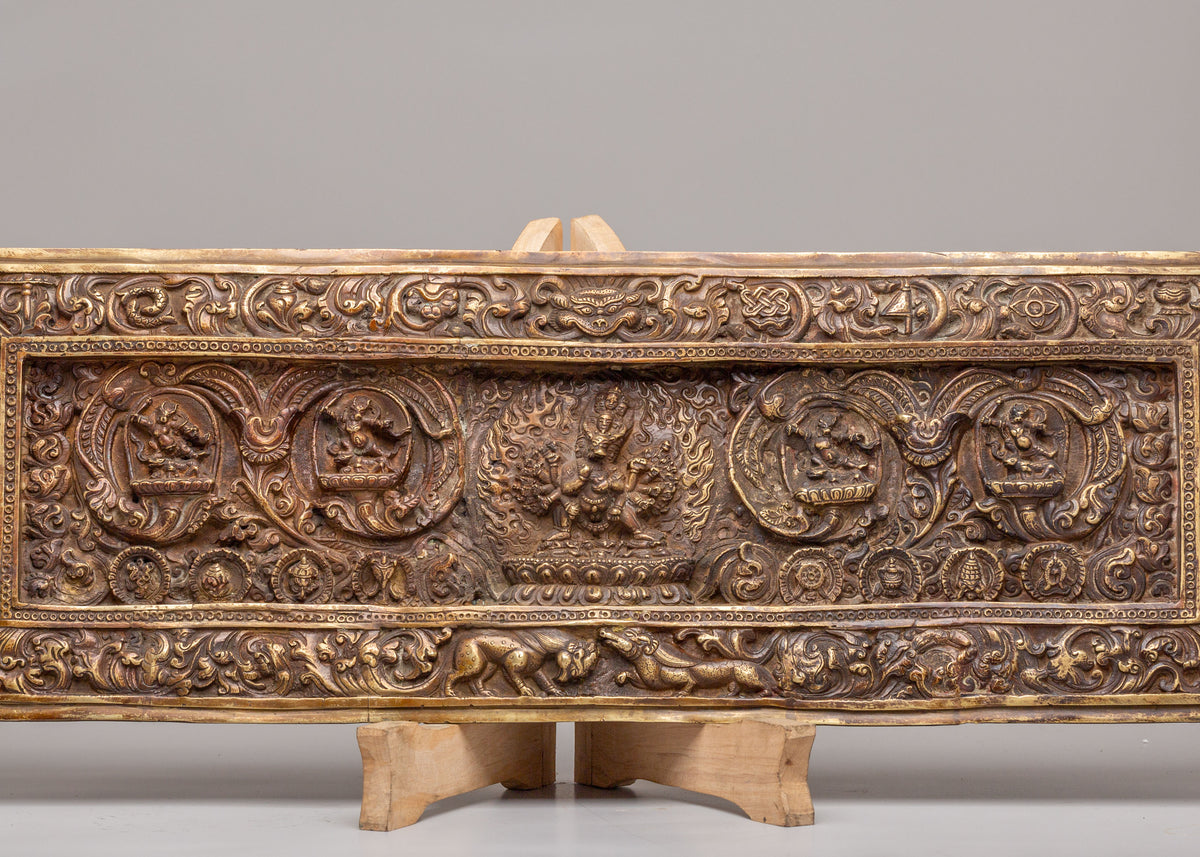 Handcrafted Deity Display with Stand | Sacred Himalayan Artwork