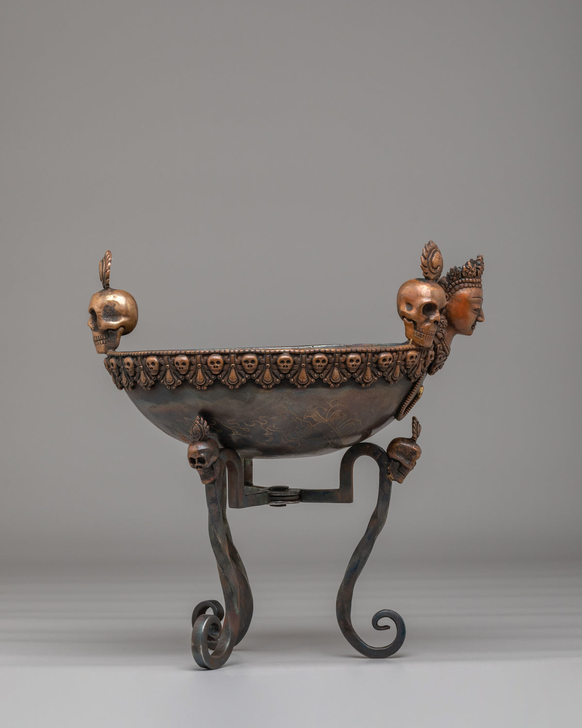 Himalayan Ritual Kapala With Stand | Traditional Skull Cup