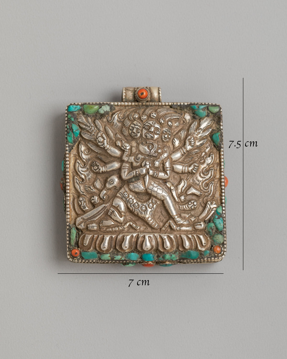 Tibetan Yamantaka Ghau Box Locket | Handcarved Silver Buddhist Amulet