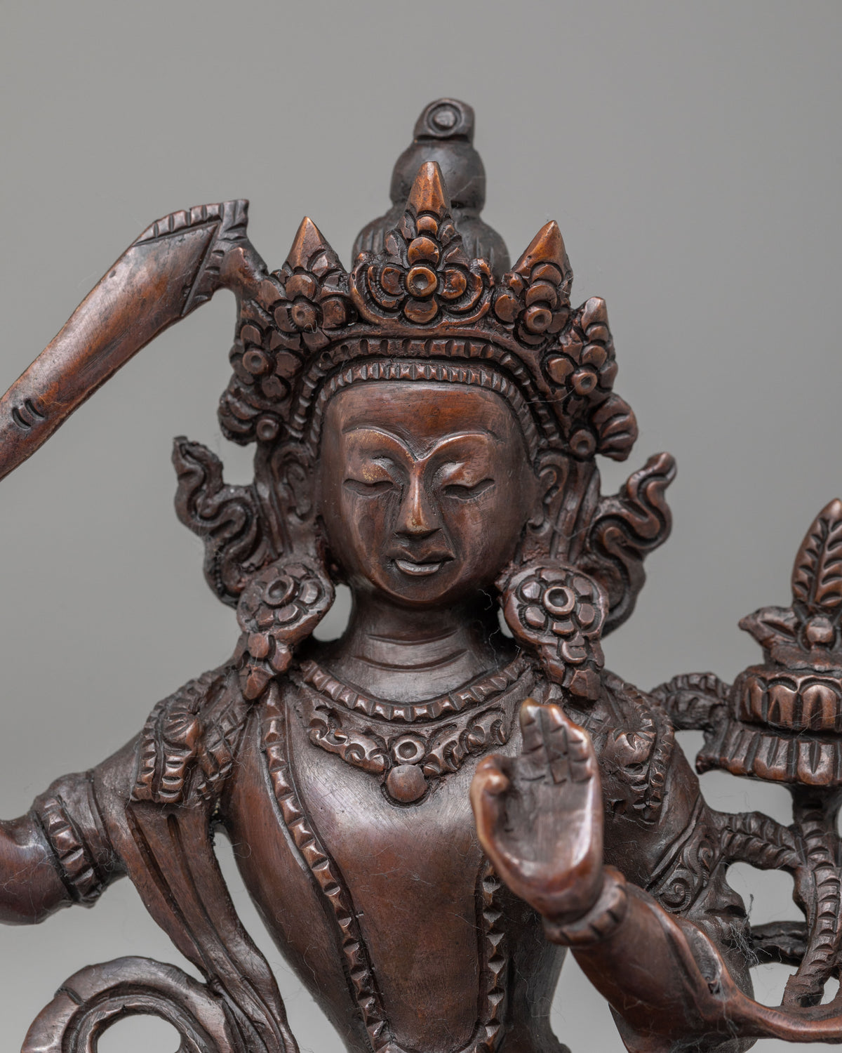 Traditional Tibetan Manjushri Sculpture | Spiritual Altar Decor