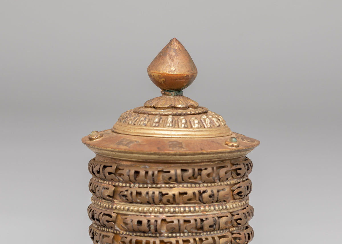Handmade Shrine Prayer Wheel | Copper Buddhist Ritual Artwork