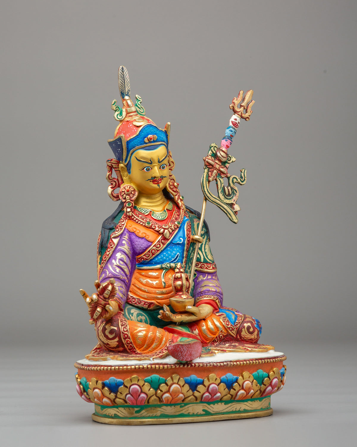 Padmasambhava Home Shrine Statue | Gold Plated Copper
