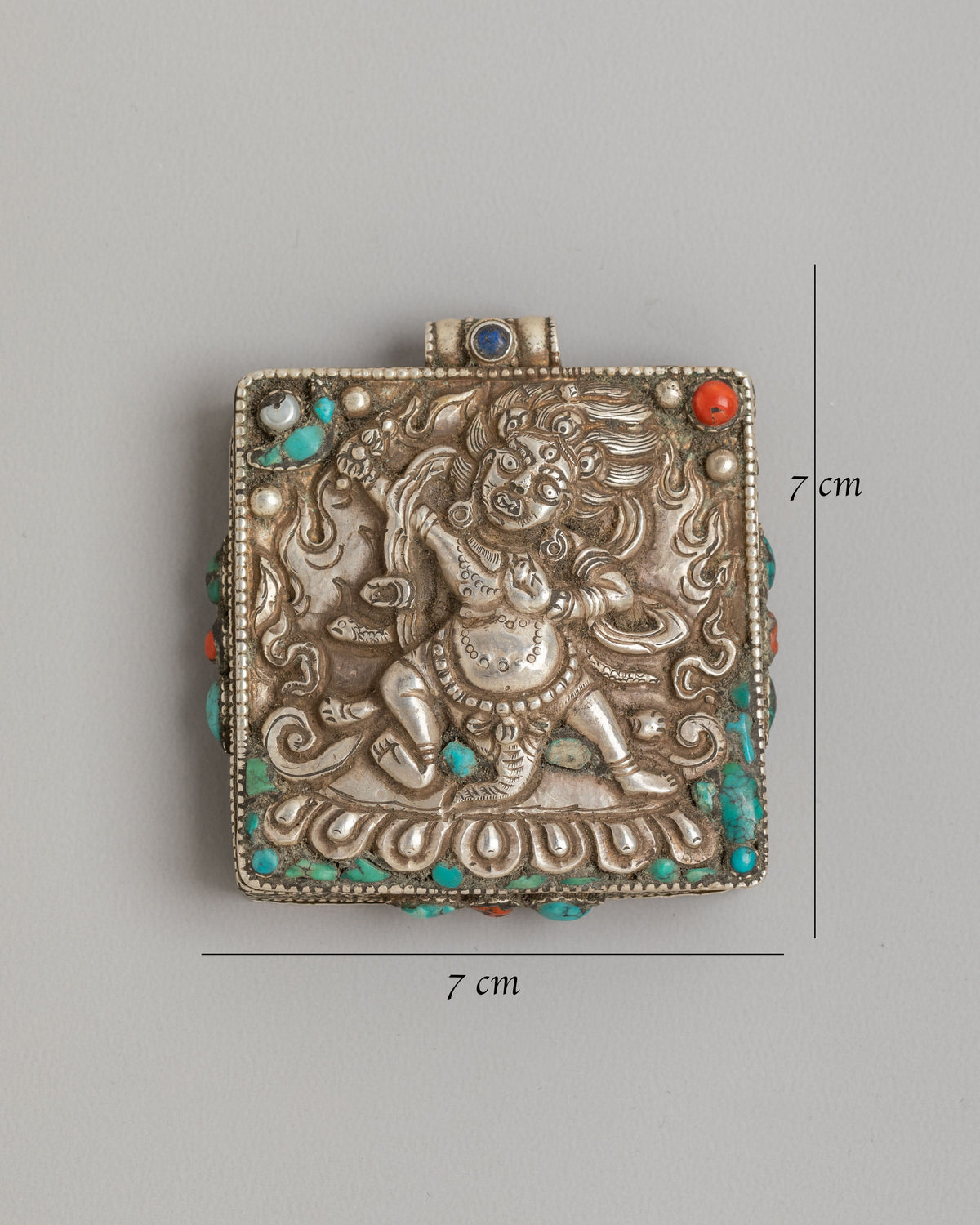 Vajrapani Sacred Ghau Box Locket | Handcarved Silver Buddhist Amulet