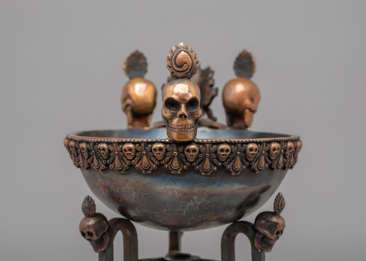 Himalayan Ritual Kapala With Stand | Traditional Skull Cup