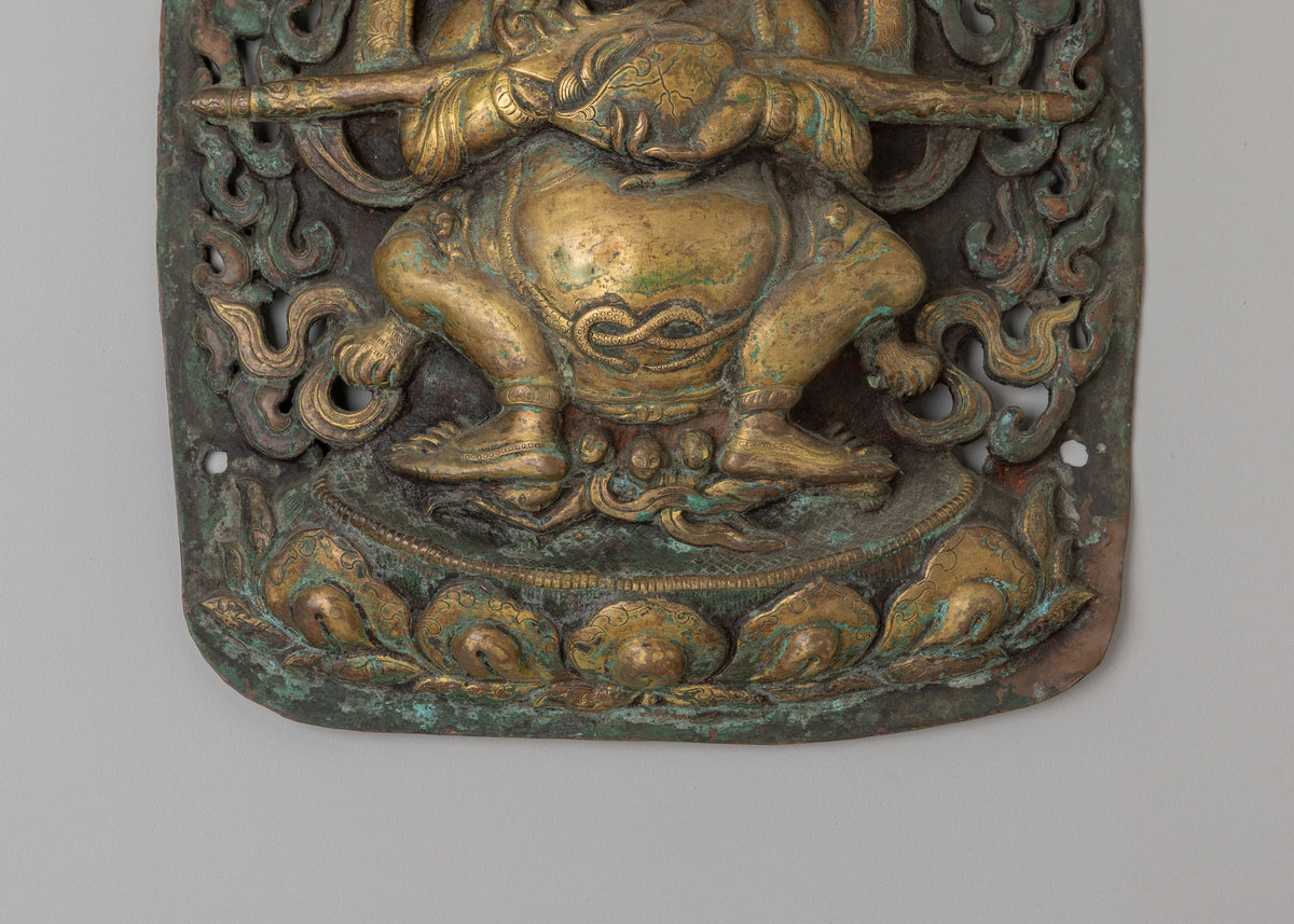 Antique Panjarnata Mahakala Wall Hanging | 35+ Year Copper Artwork