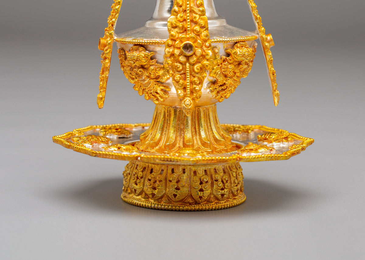 Buddhist Shrine Long Life Vase | Electro Gold Plated Copper Ritual Vessel