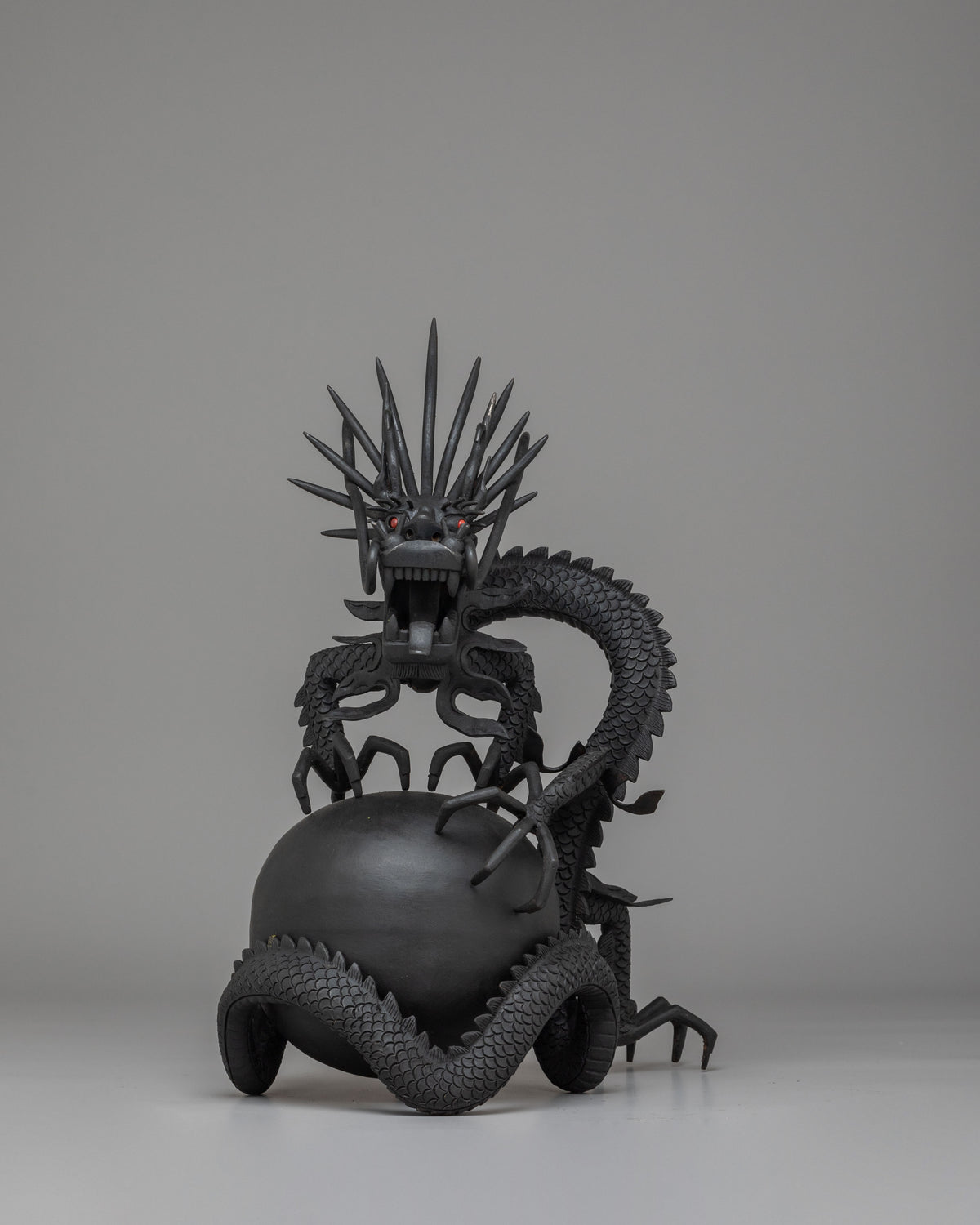 Handcrafted Dragon Sculpture Set | Tibetan Guardian Deity Figurines